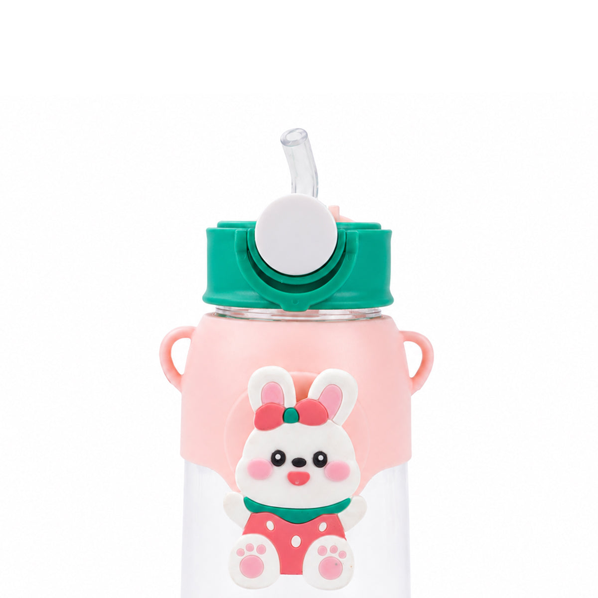 Cute Bunny Character Water Bottle with Straw & Strap – 500ml, Peach