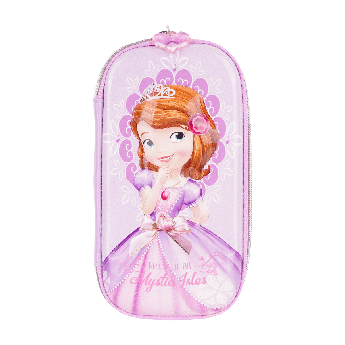 3D Cute Princess Sofia Pencil Case for Girls – Purple & Pink
