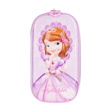3D Cute Princess Sofia Pencil Case for Girls – Purple & Pink