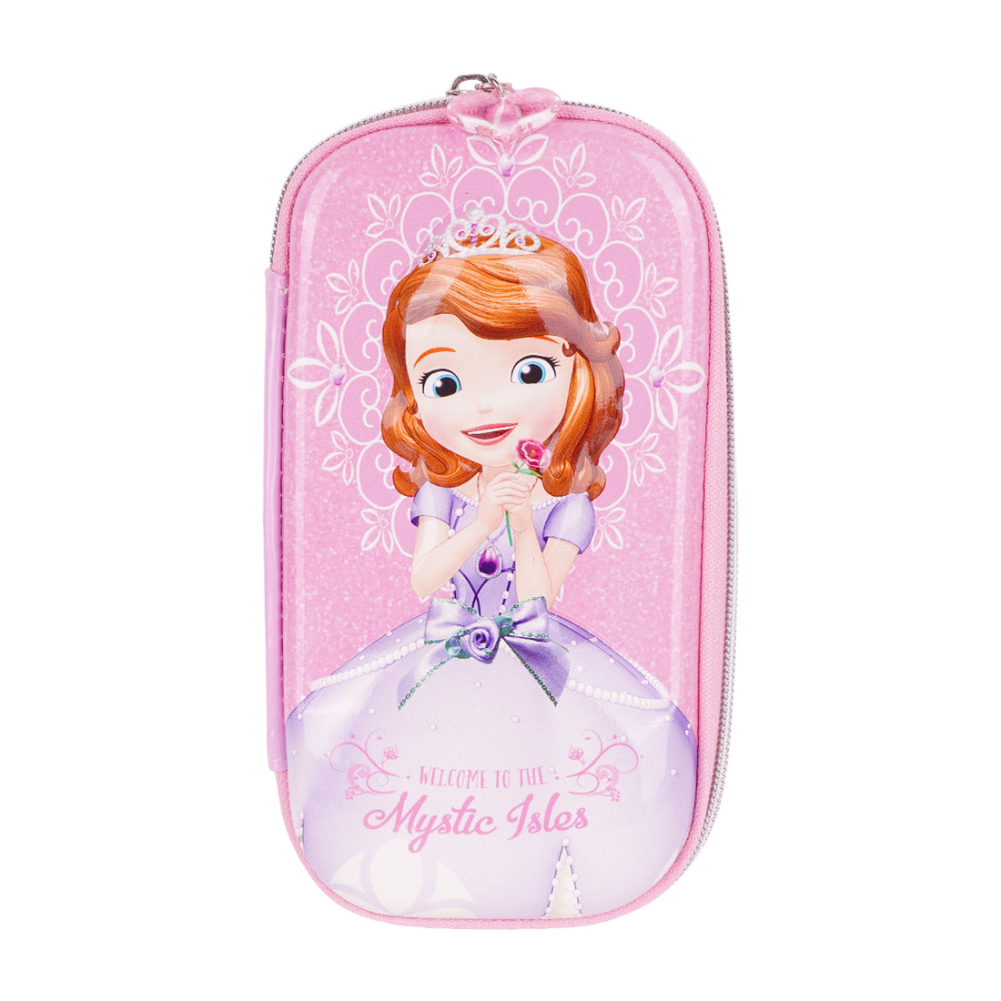 3D Cute Princess Sofia Pencil Case for Girls – Purple & Pink