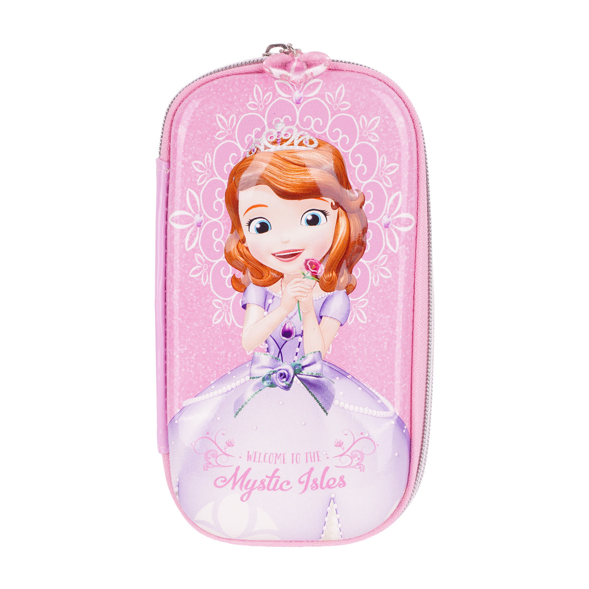 3D Cute Princess Sofia Pencil Case for Girls – Purple & Pink