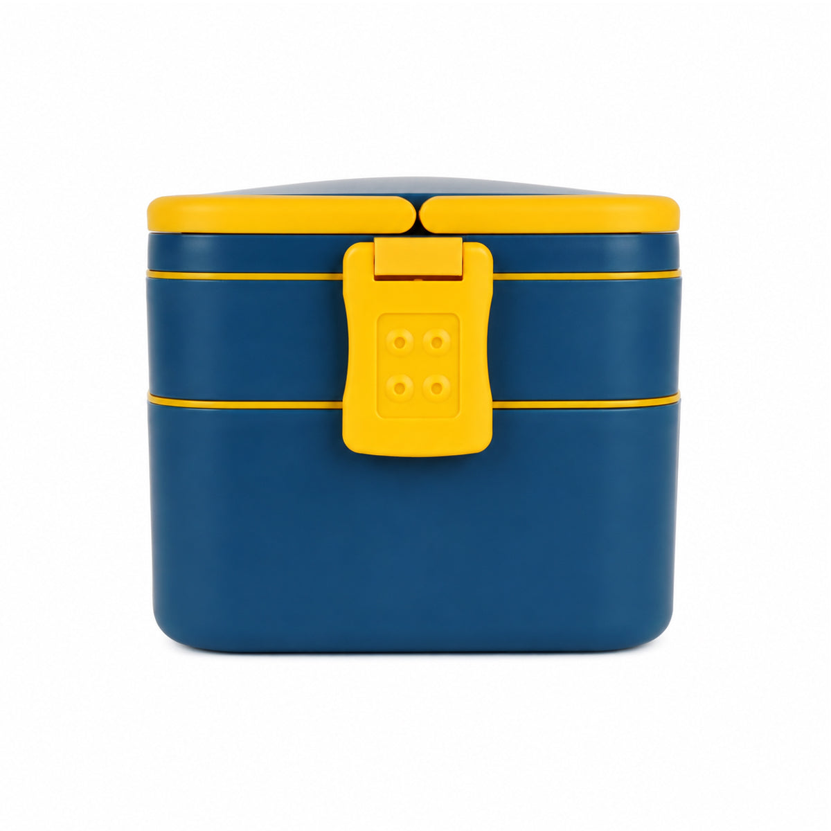 Double Layer Square Shape Lunch Box with Secure Lock Clip