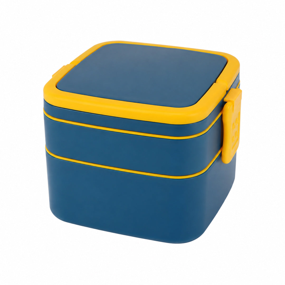 Double Layer Square Shape Lunch Box with Secure Lock Clip