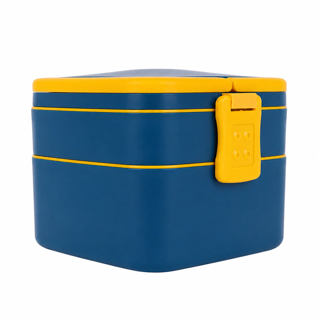 Double Layer Square Shape Lunch Box with Secure Lock Clip