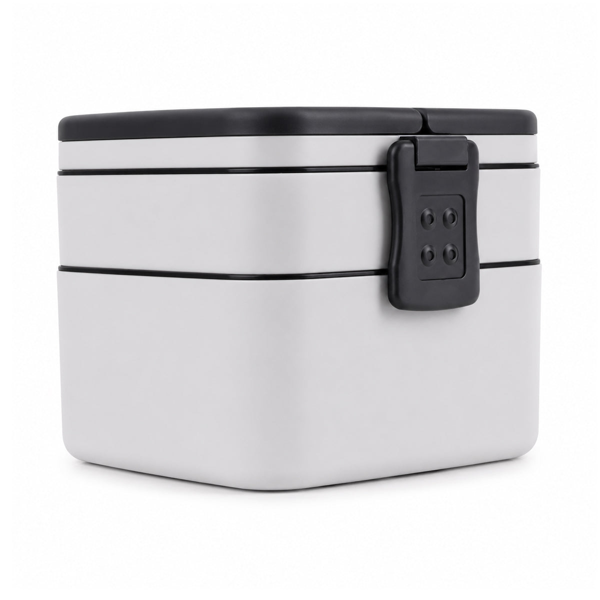 Double Layer Square Shape Lunch Box with Secure Lock Clip