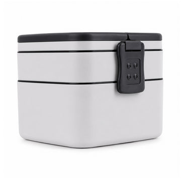 Double Layer Square Shape Lunch Box with Secure Lock Clip