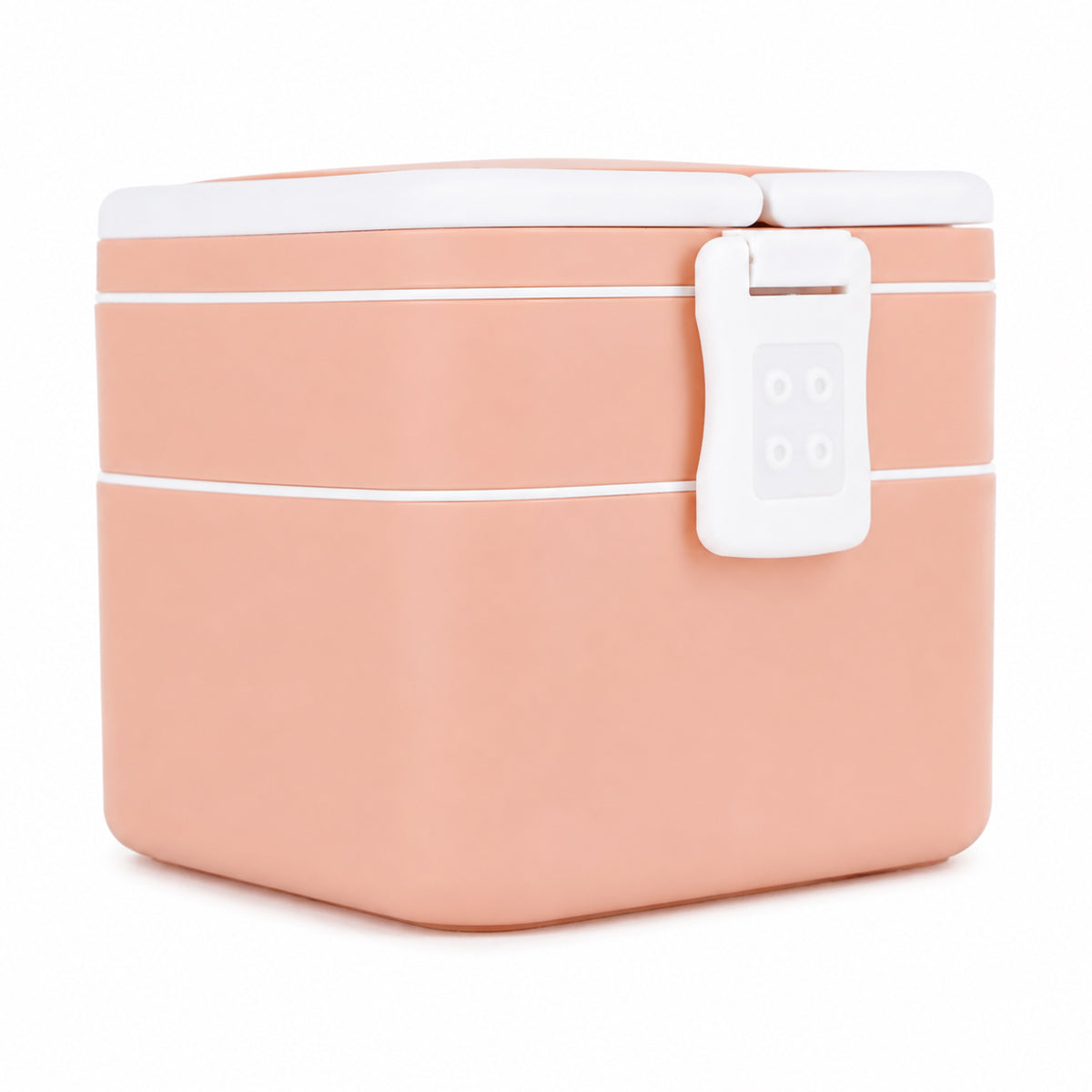 Double Layer Square Shape Lunch Box with Secure Lock Clip