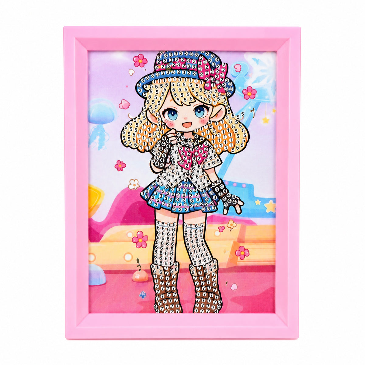 Cute Cartoon Girl DIY 5D Diamond Painting Kit for Kids – With Frame