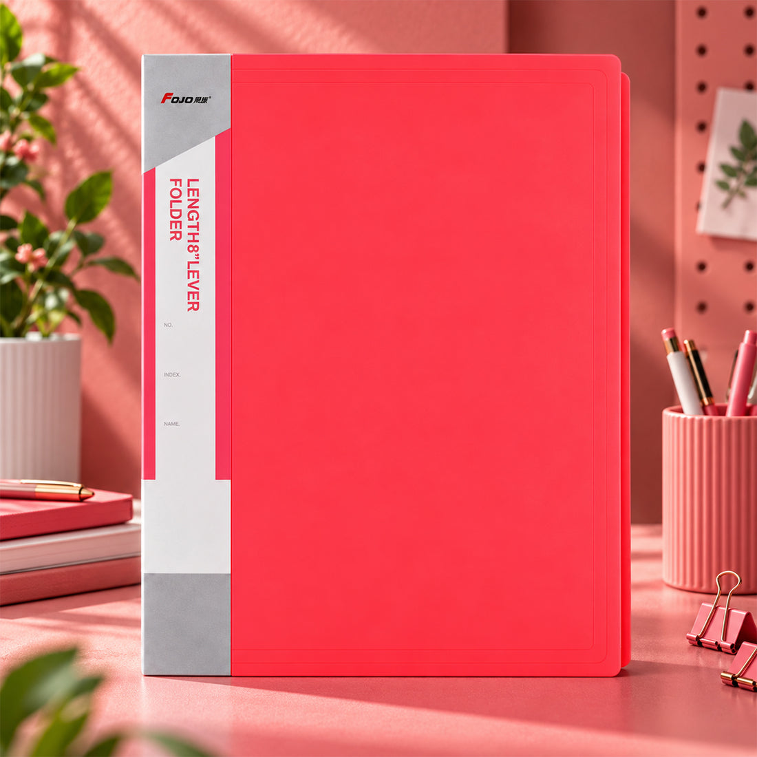 8-Inch Lever Folder – Orange, Green & Pink
