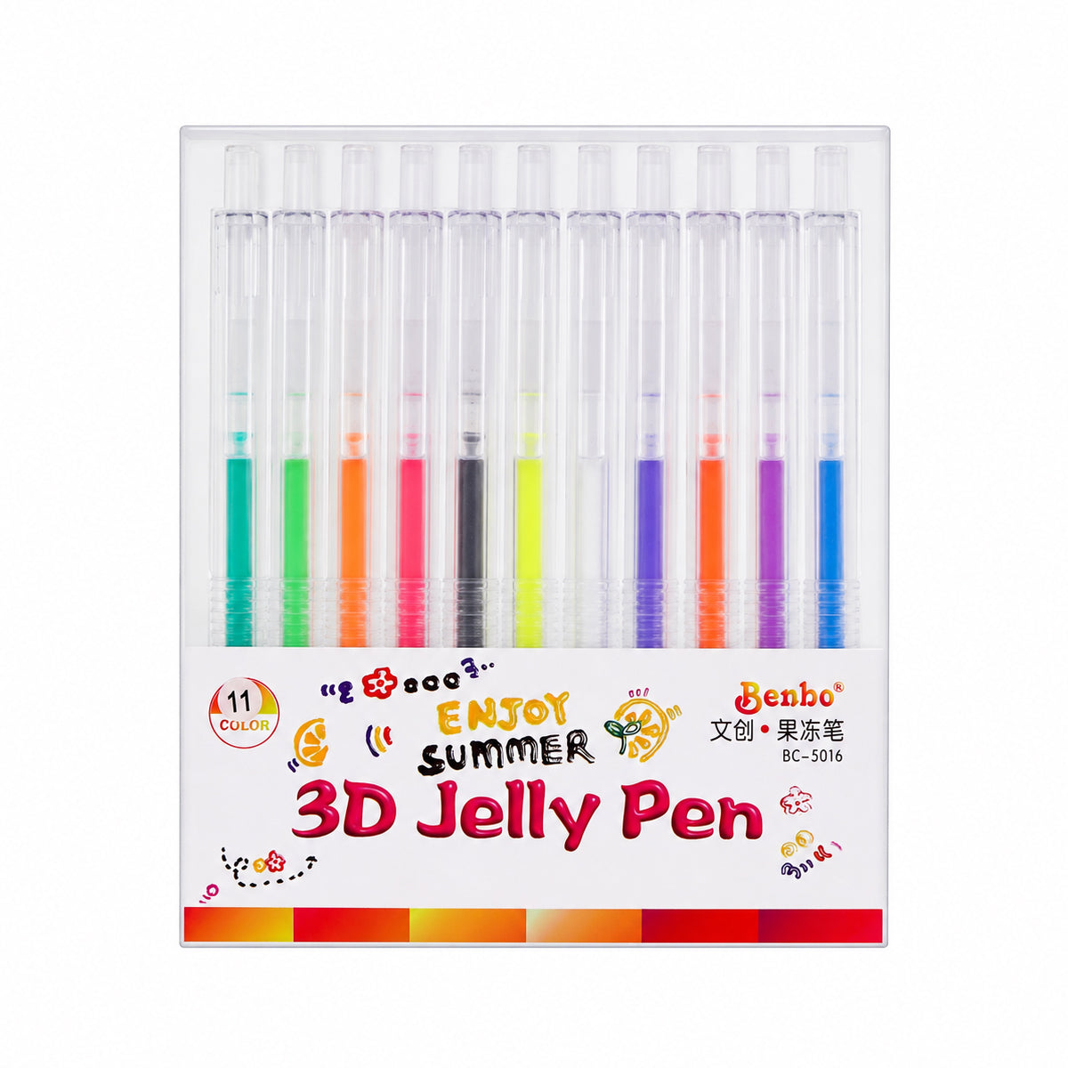Rainbow Jelly Pen Set – 11 Colour Glitter Gel Pens (1.0mm Tip)