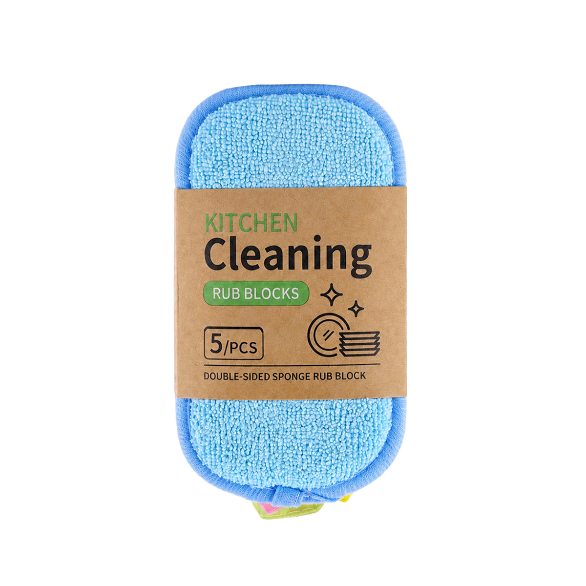 Kitchen Cleaning Rub Block Set of 5 – Multi-Color Microfiber Scrubber Pack