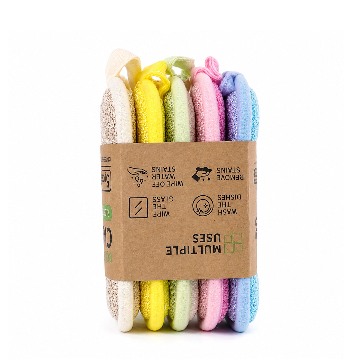 Kitchen Cleaning Rub Block Set of 5 – Multi-Color Microfiber Scrubber Pack