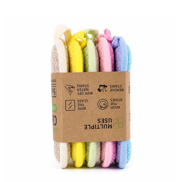 Kitchen Cleaning Rub Block Set of 5 – Multi-Color Microfiber Scrubber Pack