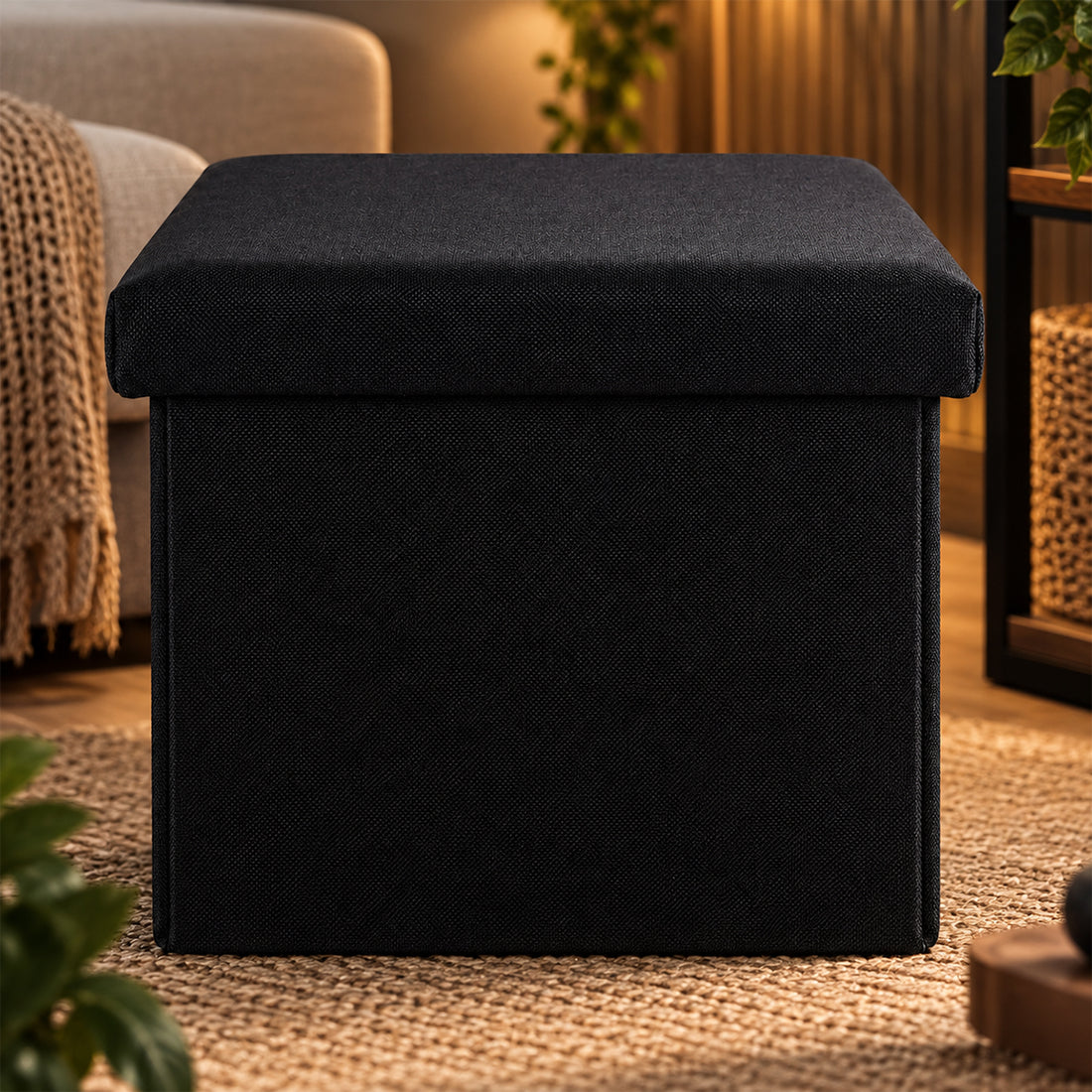 The Writershub Fabric Folding Storage Ottoman Cube Stool – Multipurpose Footrest & Storage Box (30 cm)