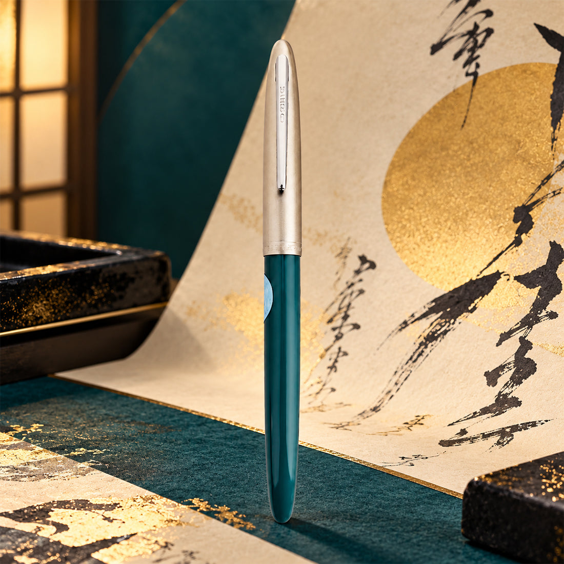 Hero 329 Green Silver Cap Aerometric Fine Nib Fountain Pen