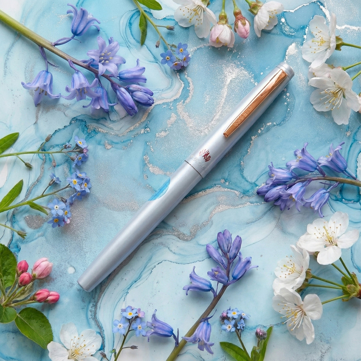 Hero 343 Sky Blue Aerometric Fine Nib Fountain Pen - Elegant Metal Writing