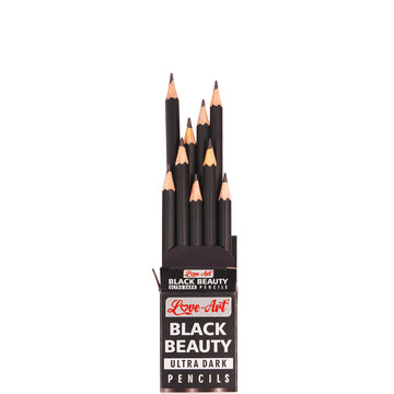 Love Art Ultra Dark Black Pencils Set with Eraser Tips & Free Sharpener (Pack of 10)