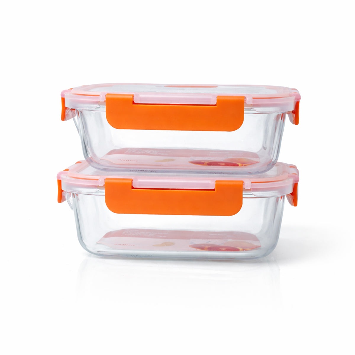 The Writershub Red Lid Square Glass Food Storage Container Set (620ml, 2 Pieces)