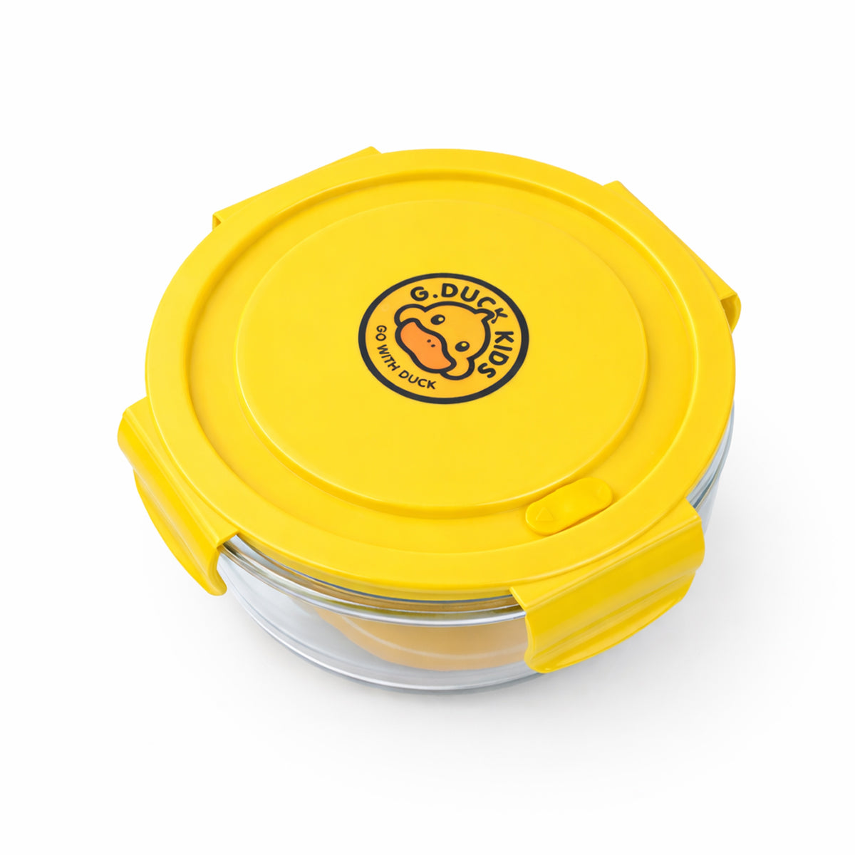 The Writershub Yellow Lid Round Glass Food Storage Container Set (620ml, 2 Pieces)