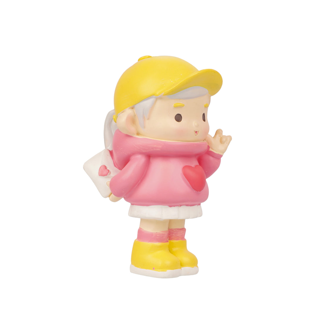 Cute Pink Letter Girl Collectible Polyresin Figurine 9cm