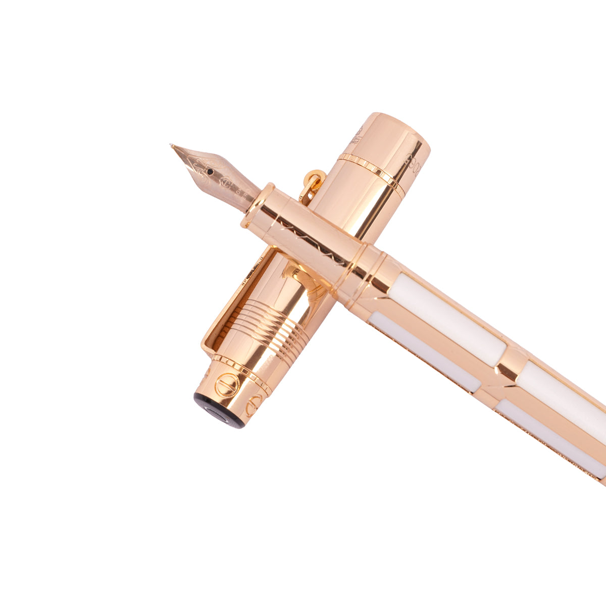 Hero 2065 Fountain Pen – Gold & White Luxury Metal Body, Fine Nib
