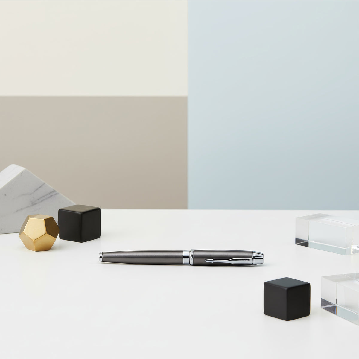 Parker Odyssey Gun Metal Roller Ball Pen – Chrome Trim, Premium Gift Box