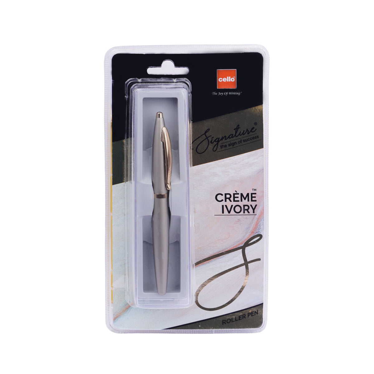 Cello Signature Crème Ivory Rollerball Pen – Gold Trim, Magnetic Cap