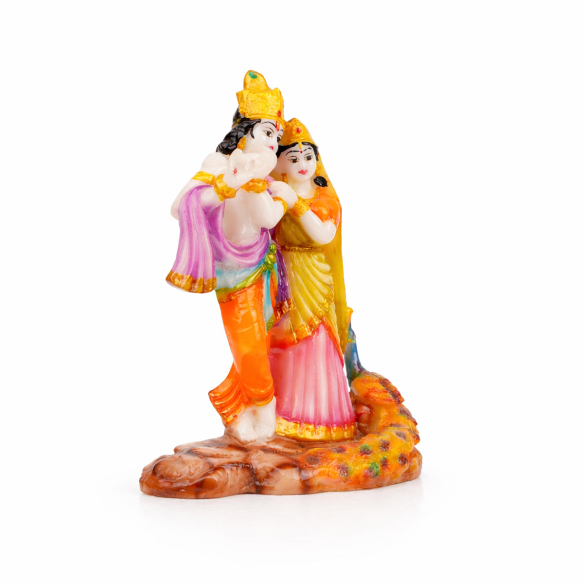 The Writershub Colourful Radha Krishna with Peacock Showpiece - Multicolour Resin Idol