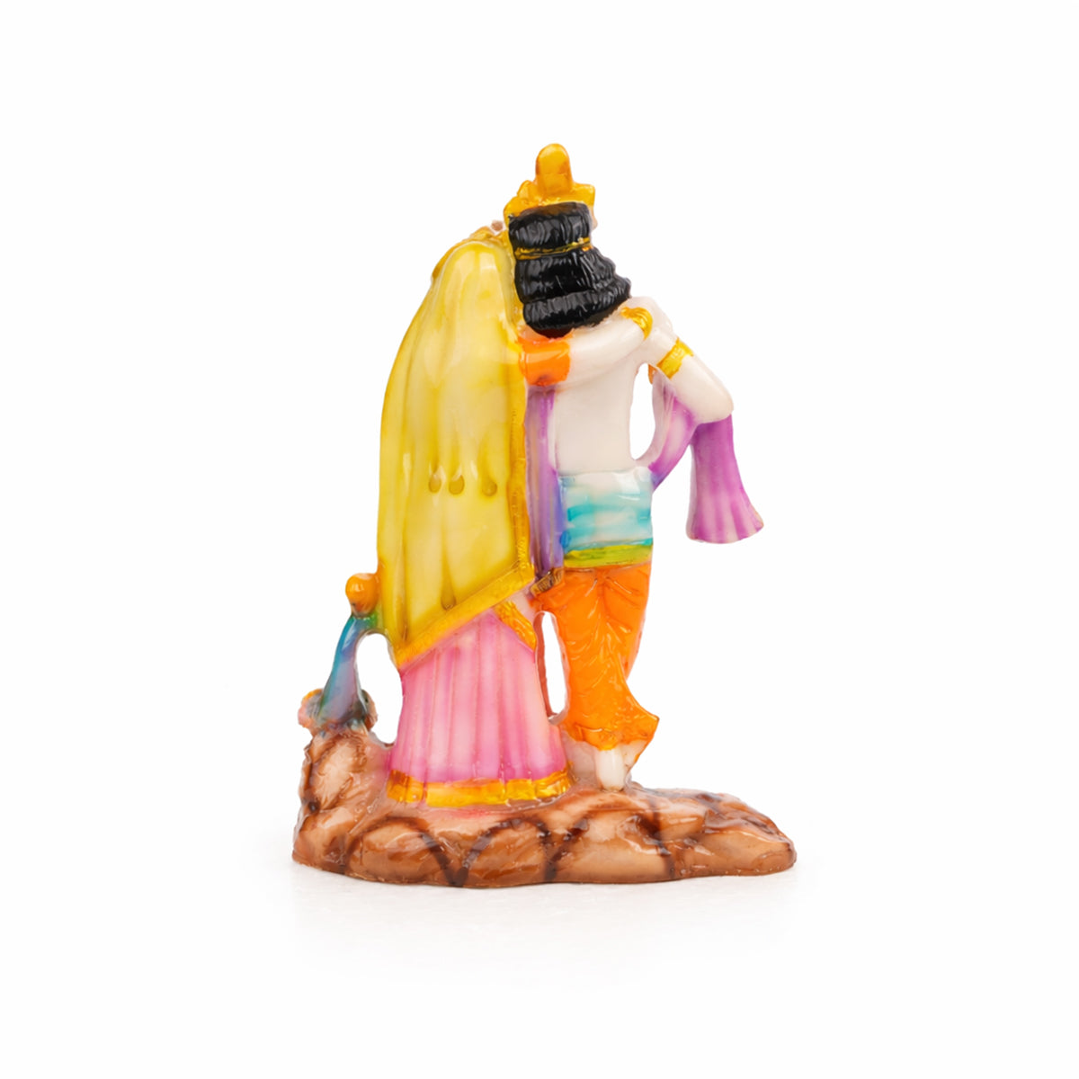 The Writershub Colourful Radha Krishna with Peacock Showpiece - Multicolour Resin Idol