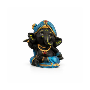 The Writershub Matte Black Blessing Hand Pose Ganesha Statue