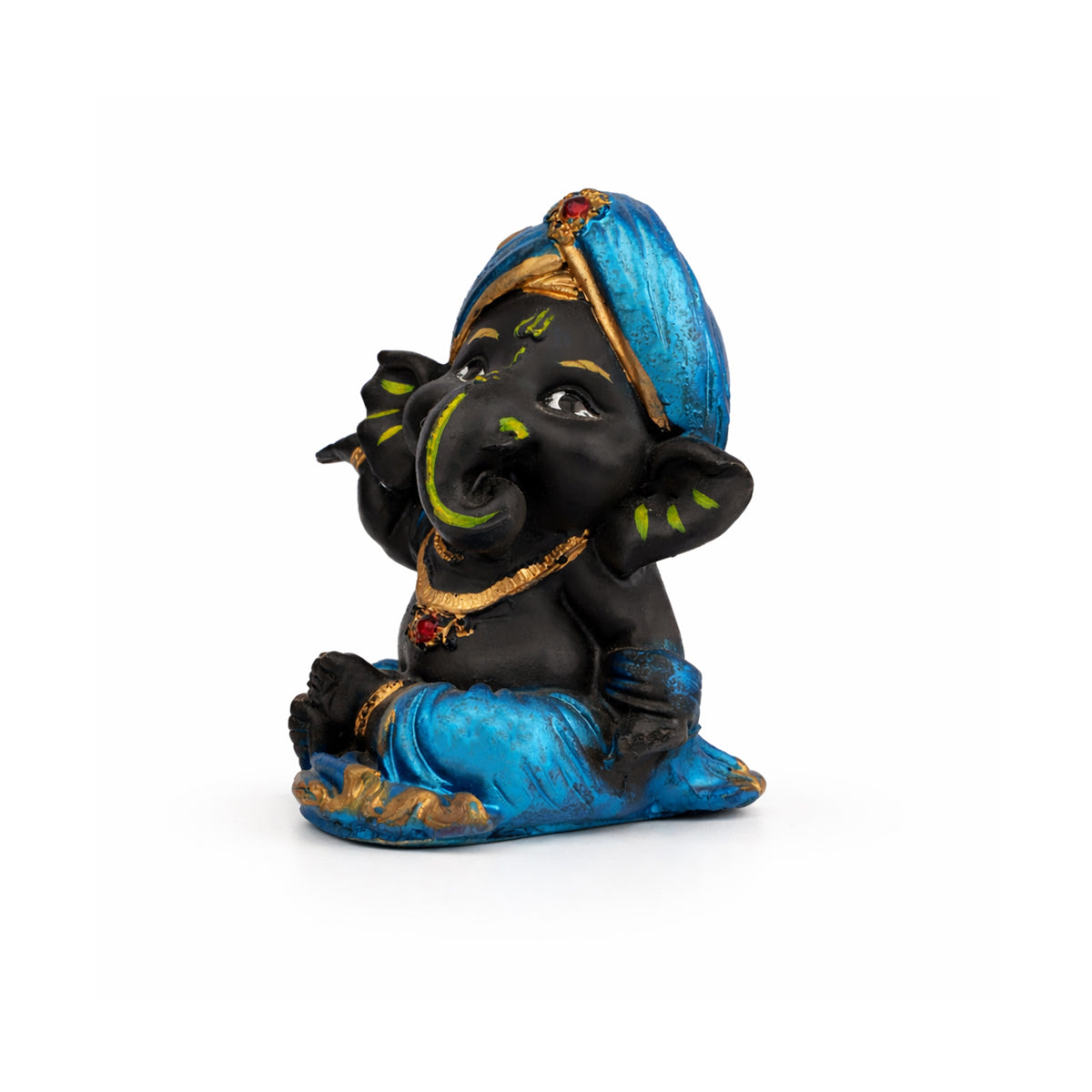 The Writershub Matte Black Blessing Hand Pose Ganesha Statue
