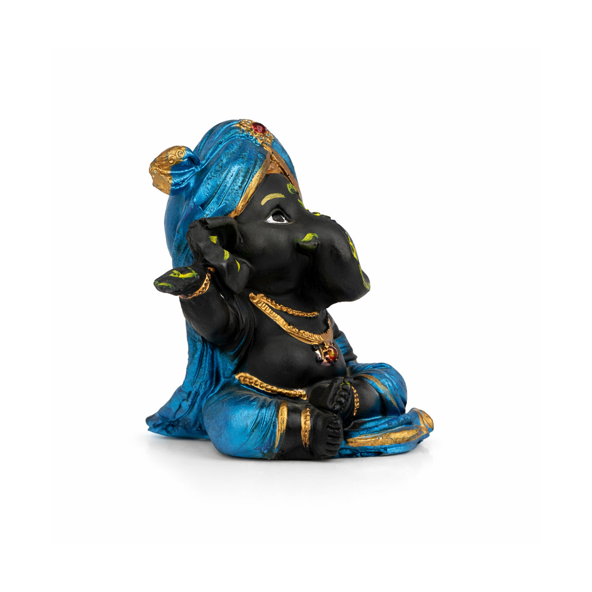 The Writershub Matte Black Blessing Hand Pose Ganesha Statue