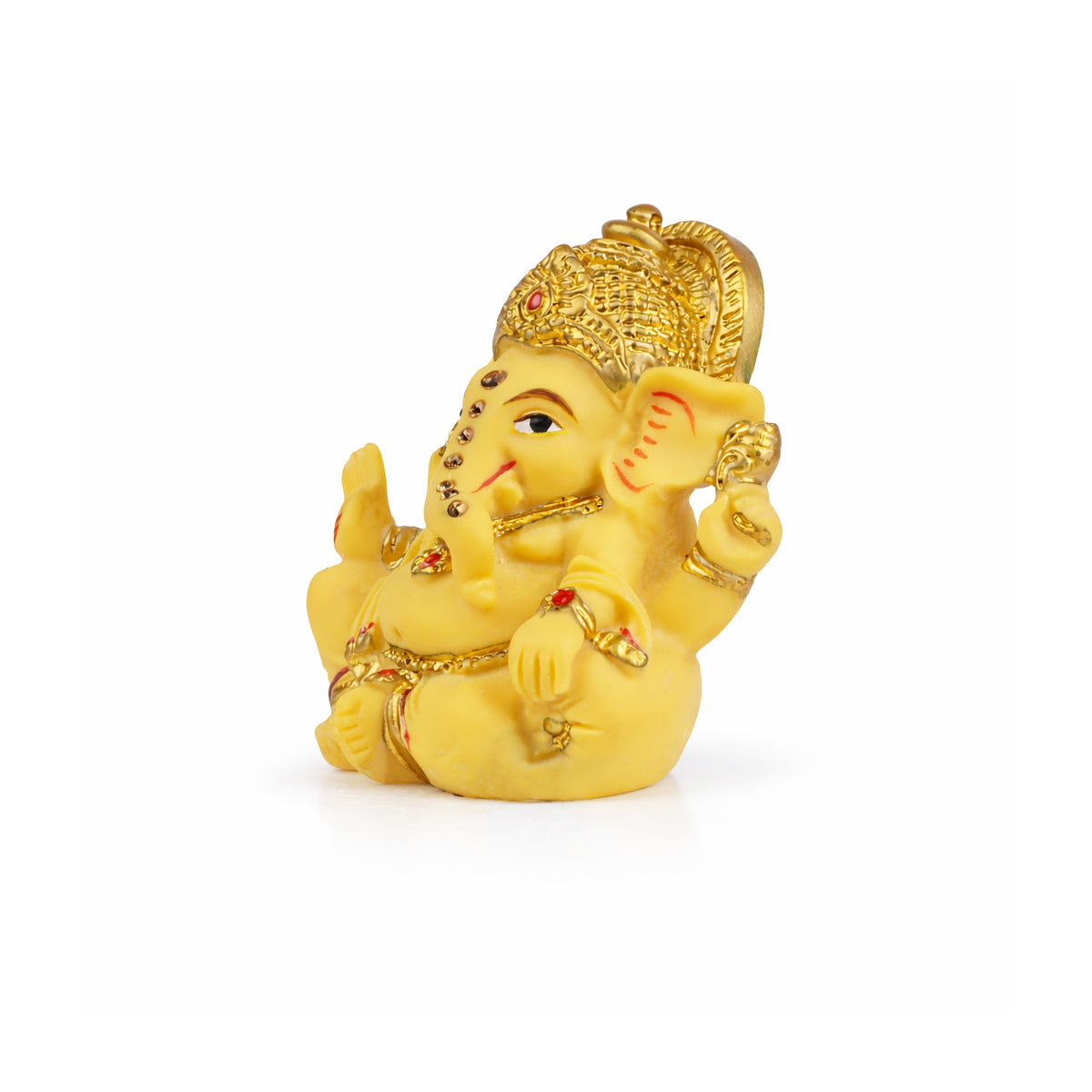 The Writershub Yellow Sparkling Gem-Studded Ganesh Murti Showpiece - 7cm Polyresin Idol