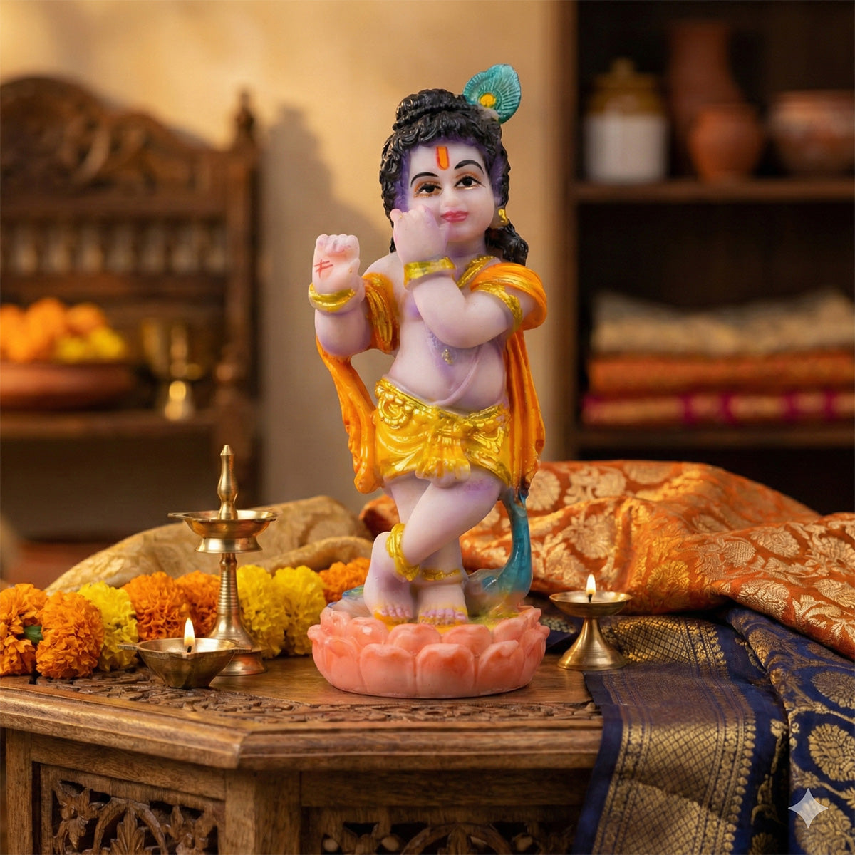 The Writershub Bal Krishna Tribhanga Pose Showpiece - Multicolour Polyresin Idol