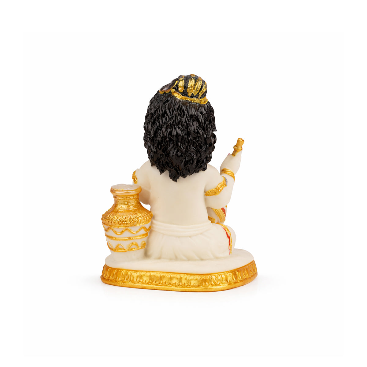 The Writershub Bal Krishna with Butter Pot Showpiece - White Golden Polyresin Idol