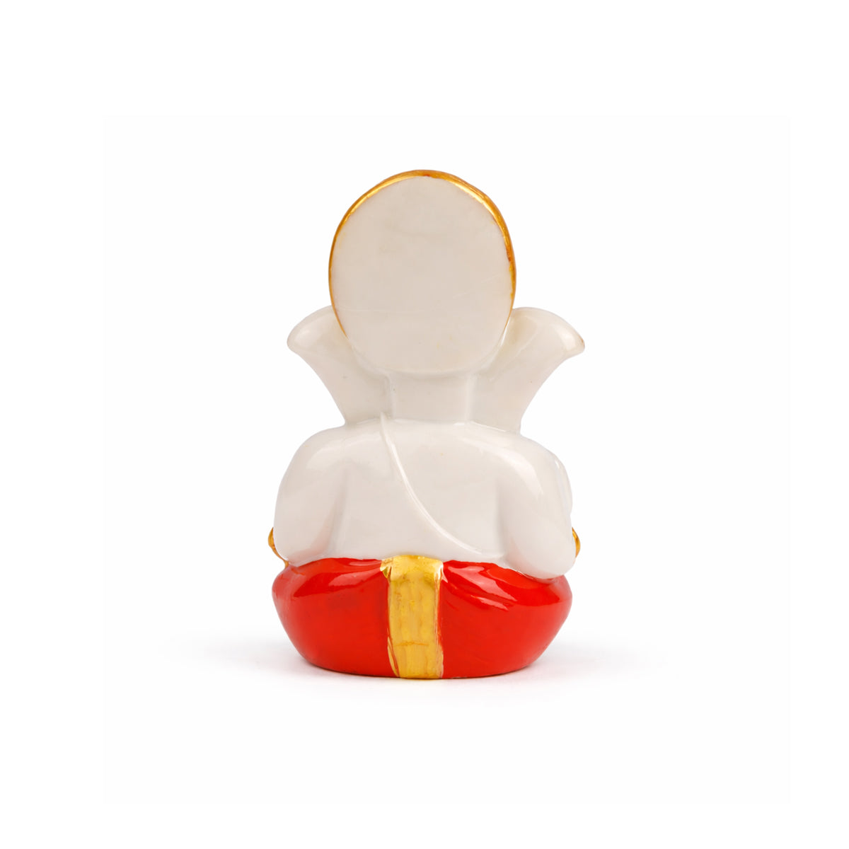 The Writershub White Ganesh with Red Accents Blessing Pose Showpiece - 8.9cm Resin Idol