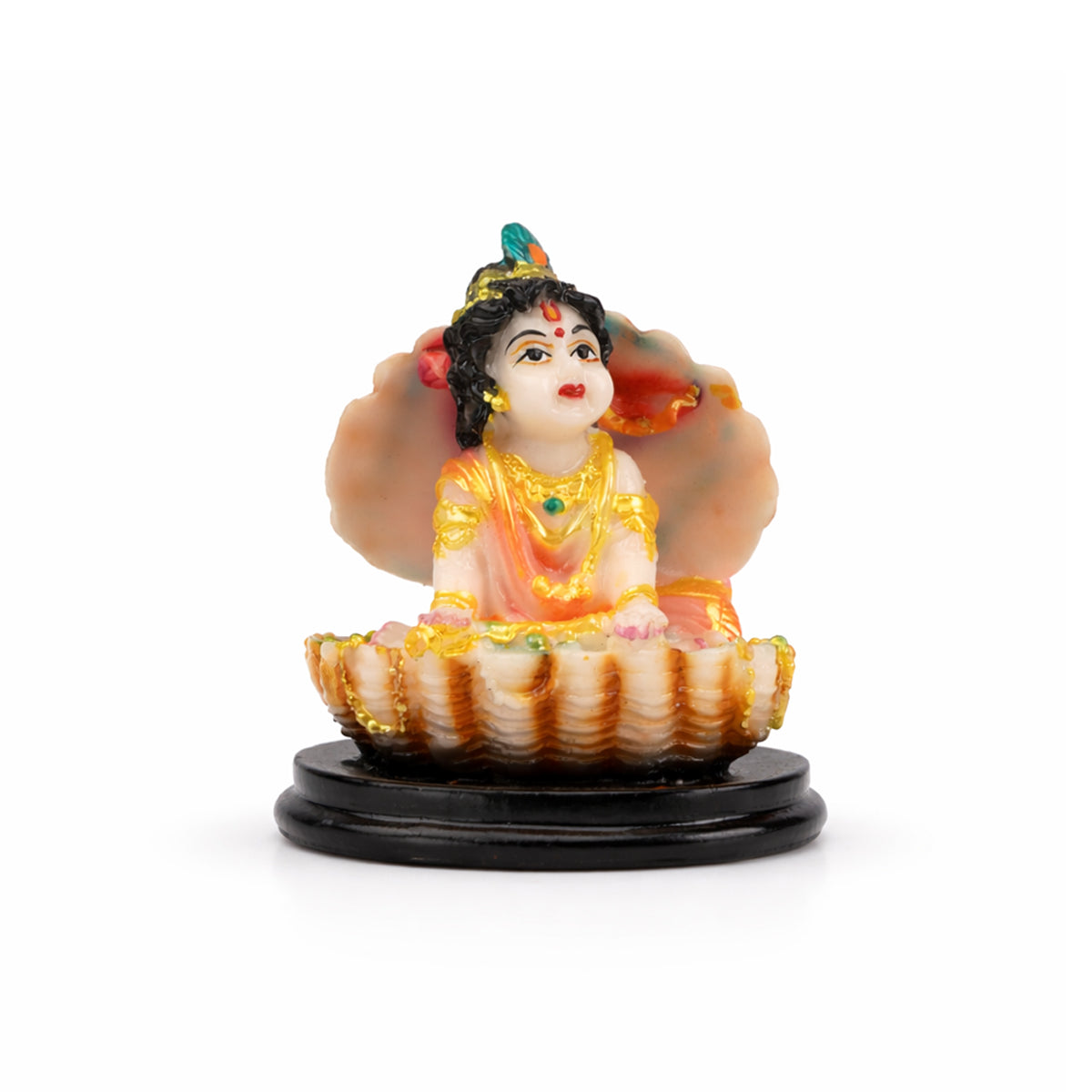 The Writershub Bal Krishna Sitting in Shell Showpiece - Multicolour Resin Decor