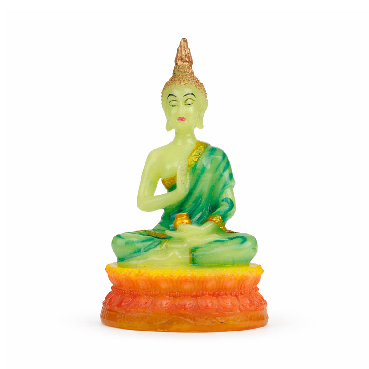 The Writershub Radium Coated Buddha Showpiece - Glowing Green Meditating Idol