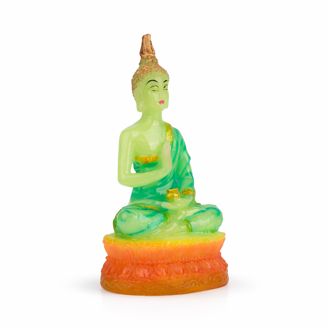 The Writershub Radium Coated Buddha Showpiece - Glowing Green Meditating Idol
