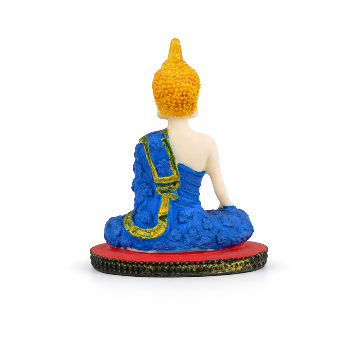 The Writershub Resin Meditation Buddha Statue - White & Blue, 12.5cm