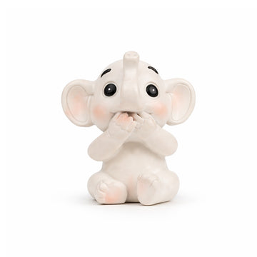 The Writershub Mini Shy Elephant Figurine - Glossy White Polyresin, 8.5cm
