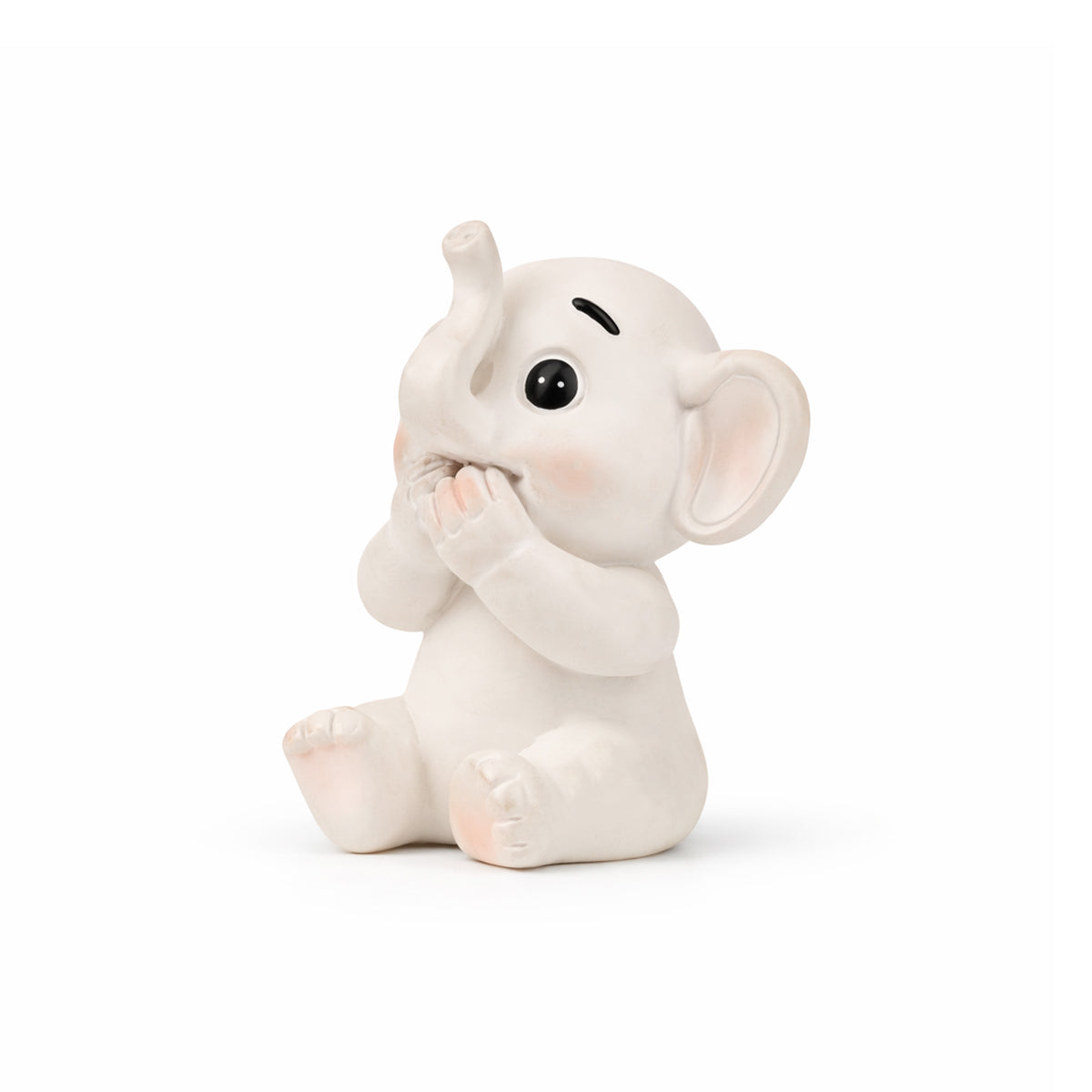 The Writershub Mini Shy Elephant Figurine - Glossy White Polyresin, 8.5cm