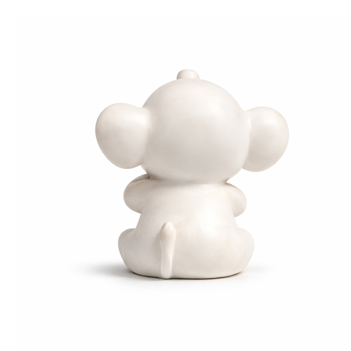 The Writershub Mini Shy Elephant Figurine - Glossy White Polyresin, 8.5cm