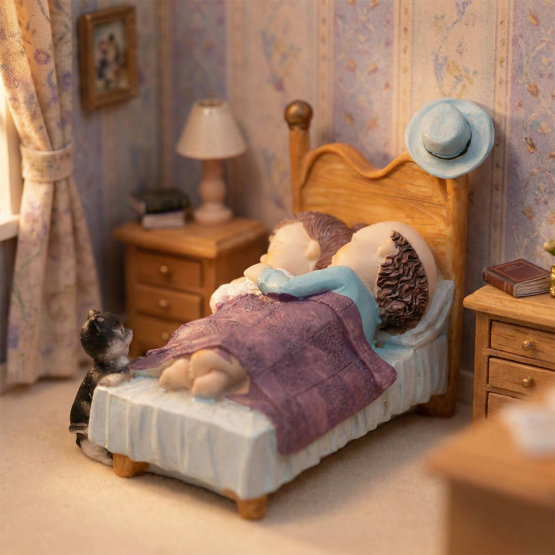 The Writershub Sleeping Grandparents Polyresin Figurine - Multicolour, 13cm