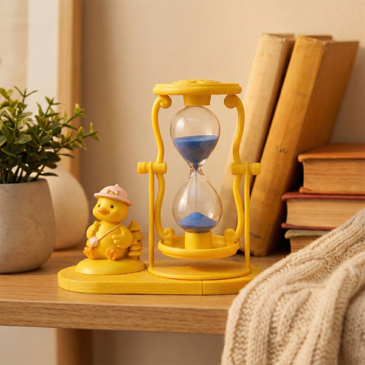 The Writershub Yellow Penguin 1-Minute Sand Timer - Fun Desk Toy, 13cm