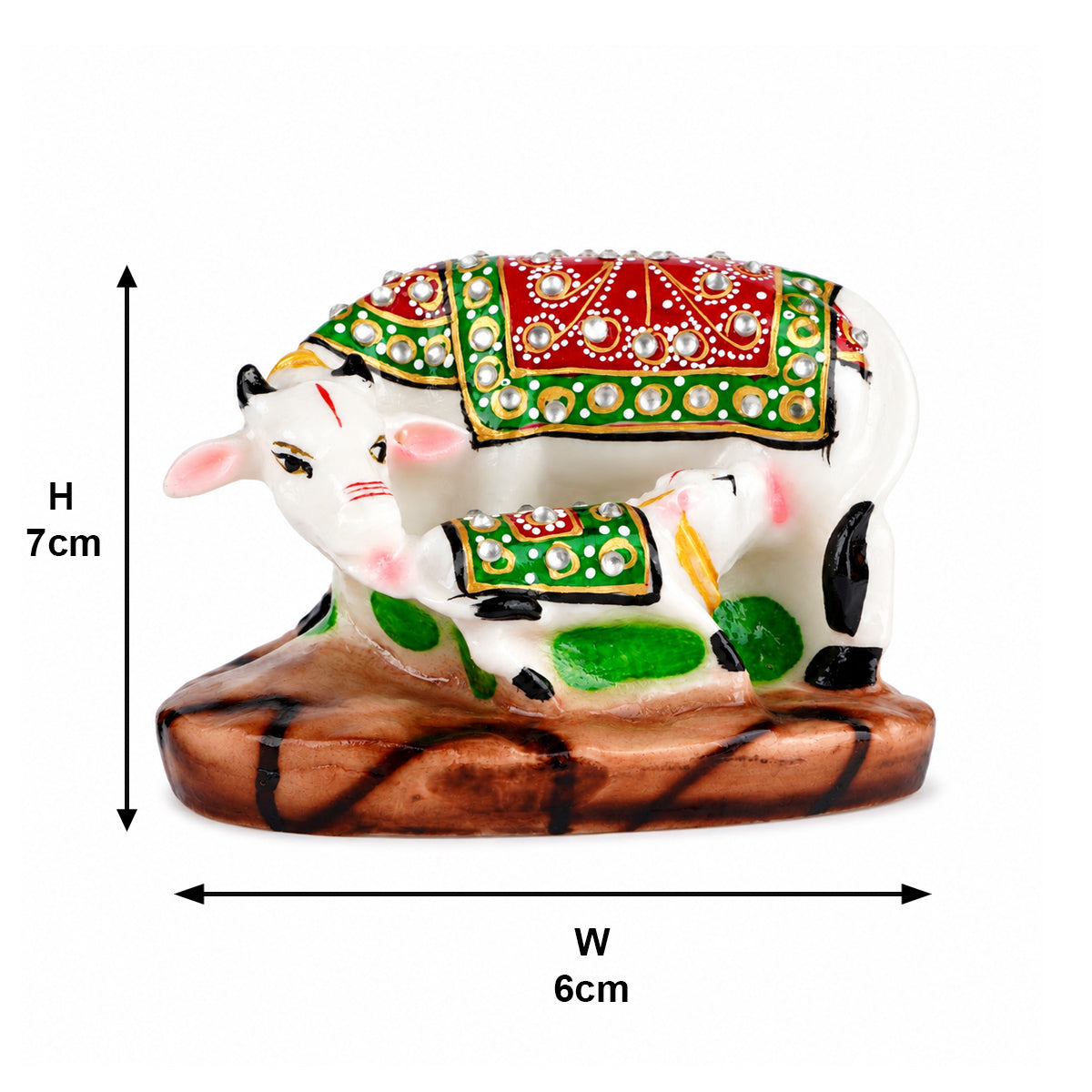 The Writershub Kamdhenu Cow and Calf with Stone Work Decorative Showpiece