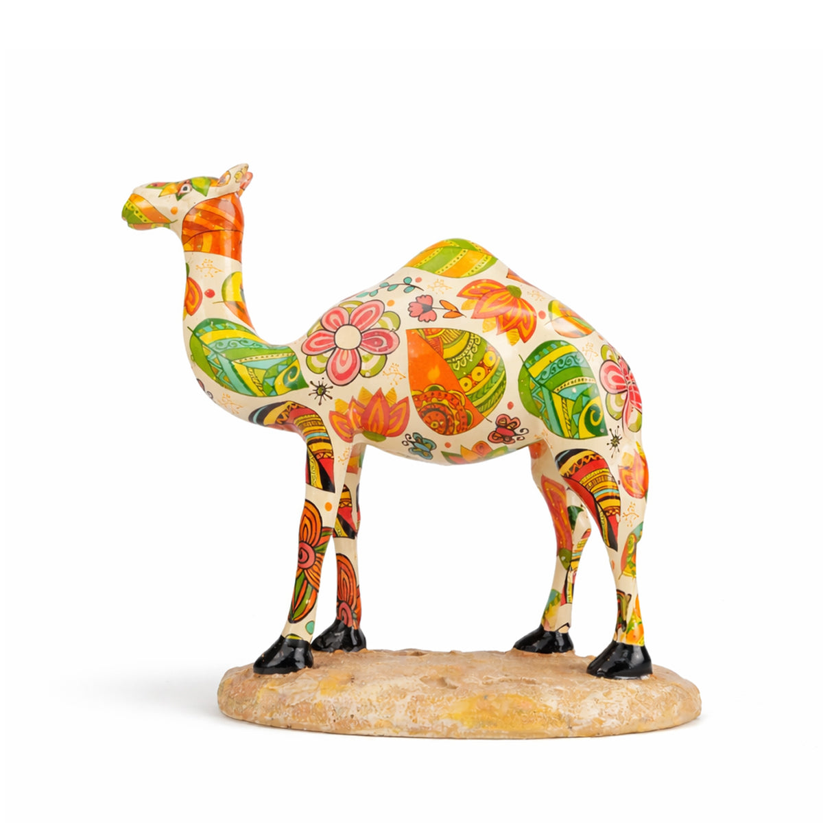 The Writershub Camel Family Set - 3 Polyresin Figurines, Multi Floral 18cm