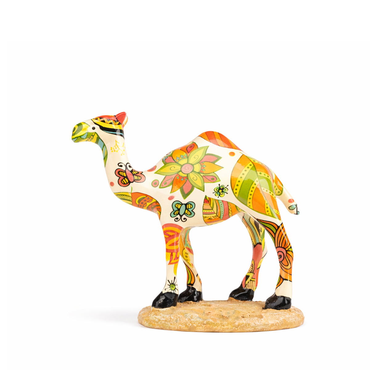 The Writershub Camel Family Set - 3 Polyresin Figurines, Multi Floral 18cm