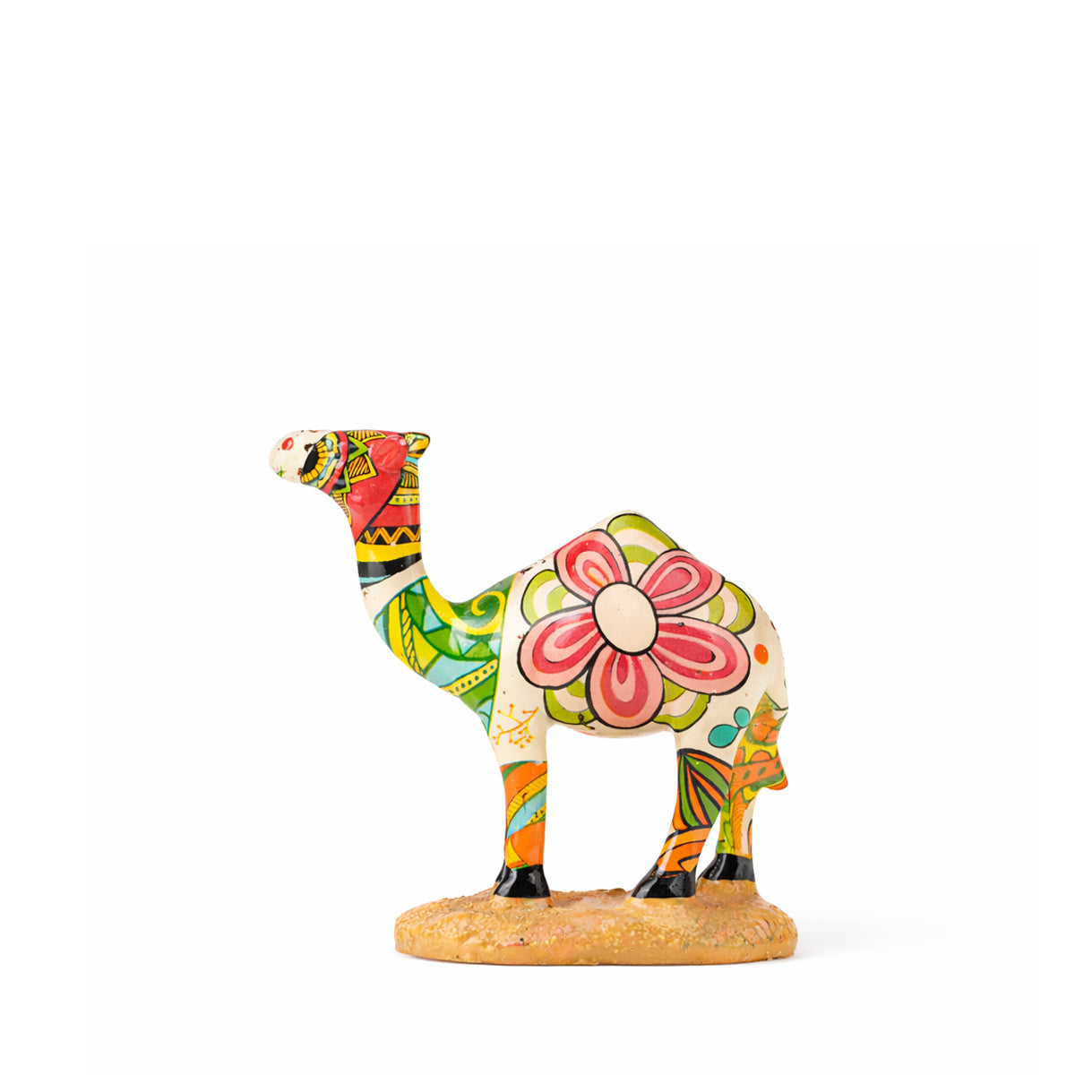 The Writershub Camel Family Set - 3 Polyresin Figurines, Multi Floral 18cm