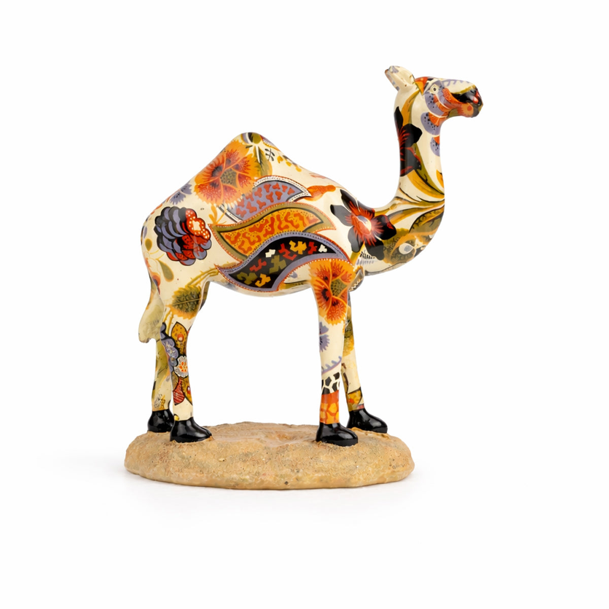 The Writershub Camel Family Set of 4 - Floral Polyresin Figurines, 15cm